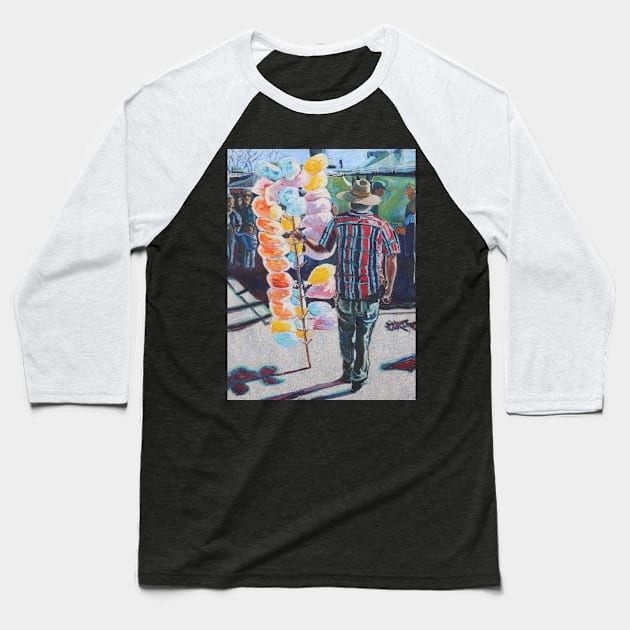 Cotton candy Baseball T-Shirt by adelgadoart